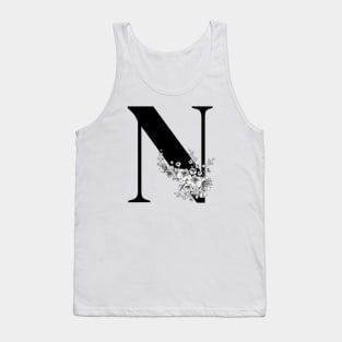 N alphabet Botanical cherry blossom sakura flowers Tank Top